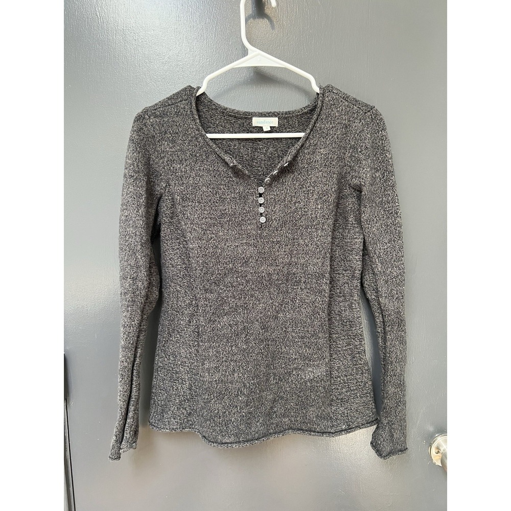 Sundance Sweater Women Sz S Gray Heather Cotton Silk Blend Long Sleeve